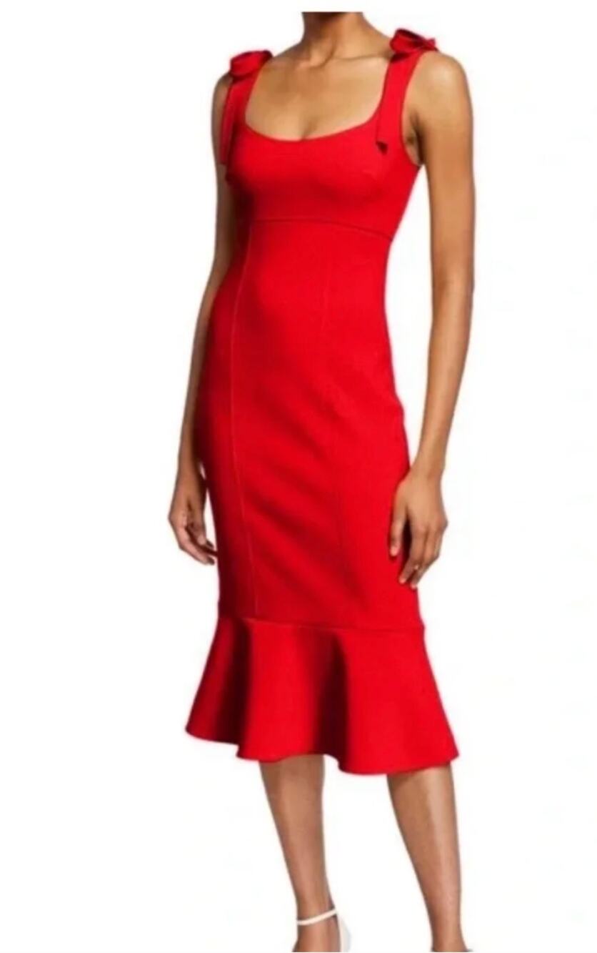 Likely Ellery Bodycon Fluted Dress in Cherry Red size 0